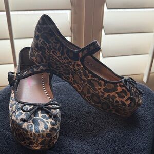 Betsey Johnson Leopard Print Flats with Black Accents